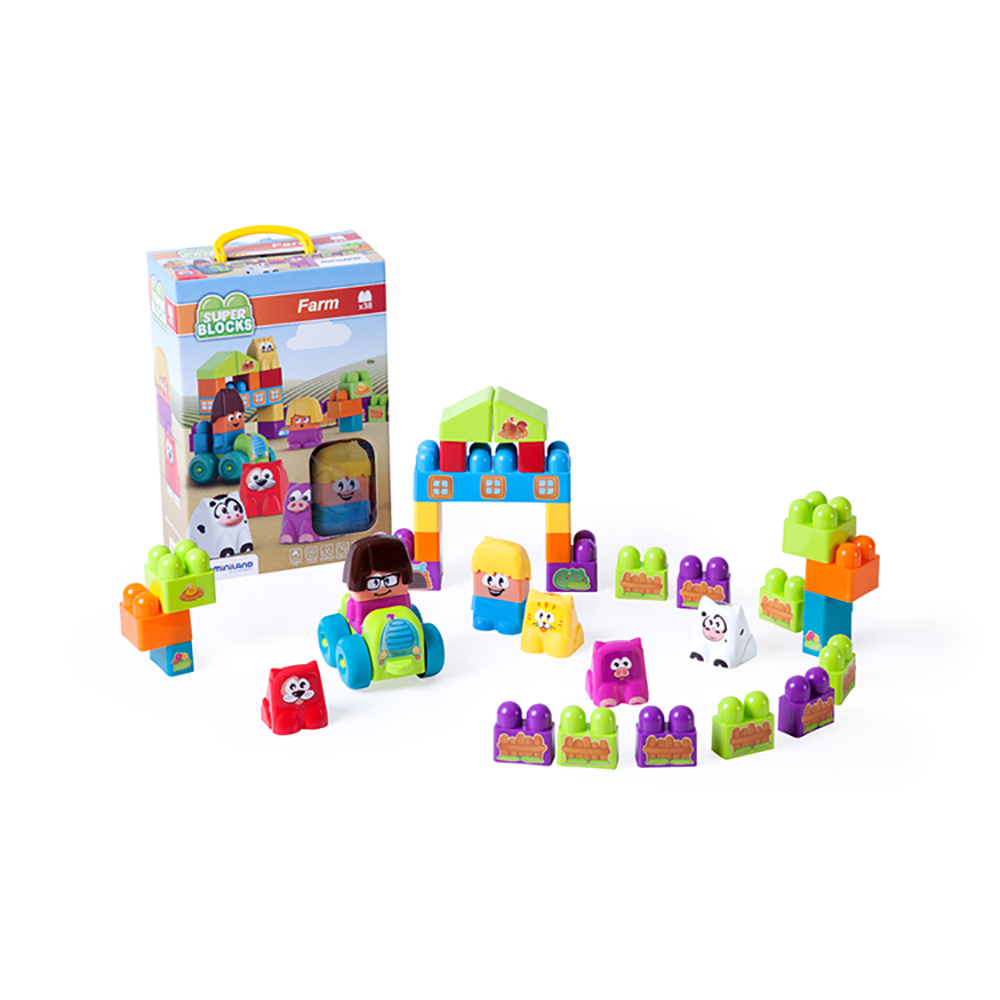 SUPER BLOCKS FARM 38 PCS | miniland teach&play